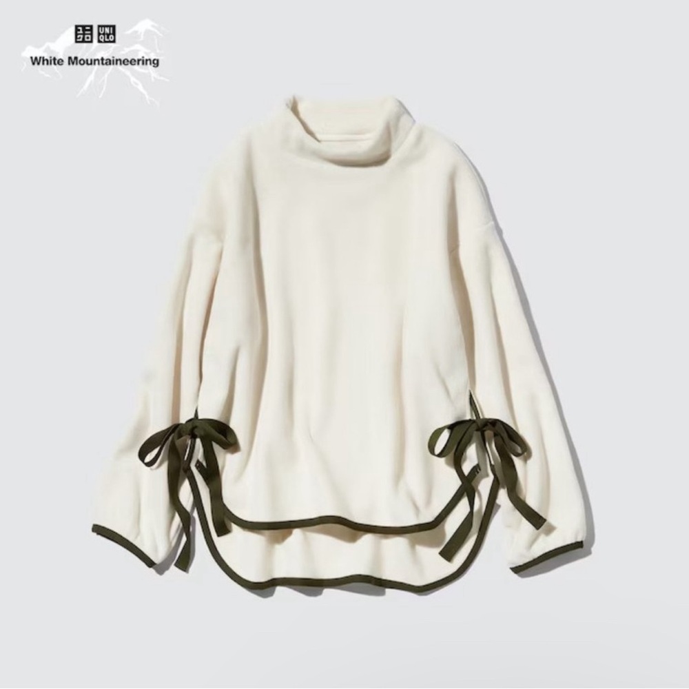 UNIQLO｜NWT White Mountaineering Mock Neck Fleece Side Slit Ribbon Off White S